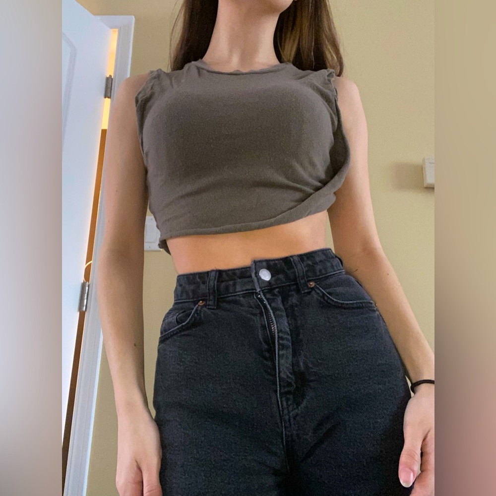 Olive green crop top